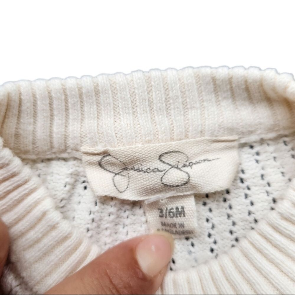 Jessica Simpson Baby Girls Cream Knit Sweater Top Puff Sleeves Size 3-6 Months - Picture 2 of 9